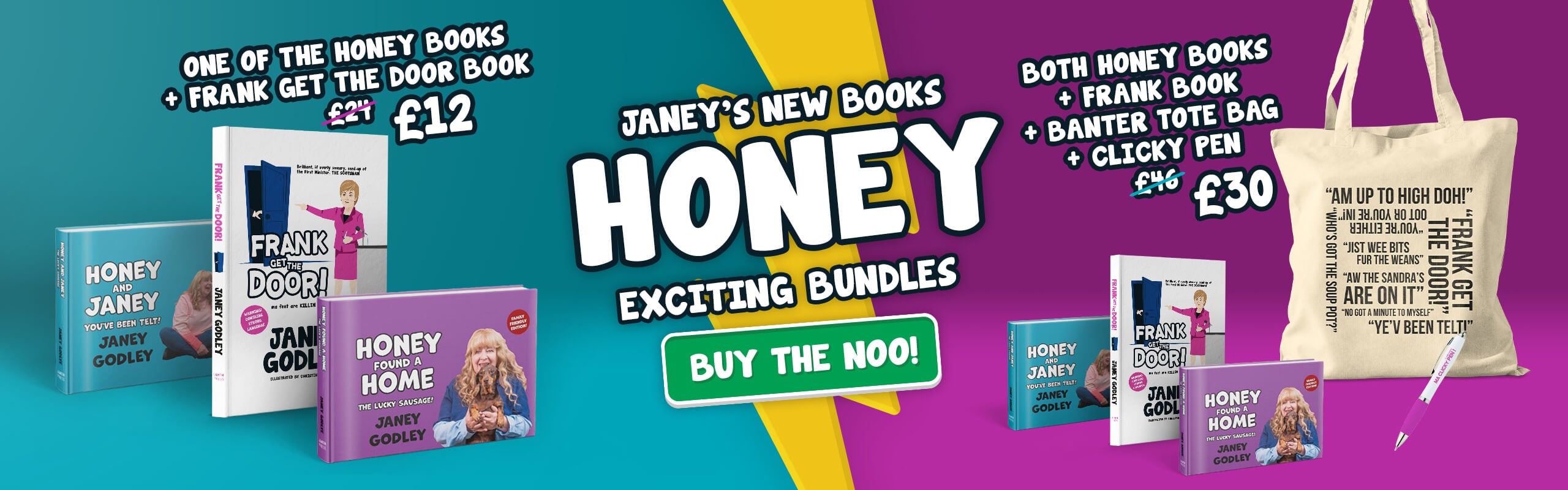 Janey Godley Honey + Frank Get The Door Book Bundles