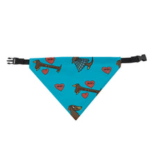 Load image into Gallery viewer, The Lucky Sausage Dog Scarf Blue Janey Godley
