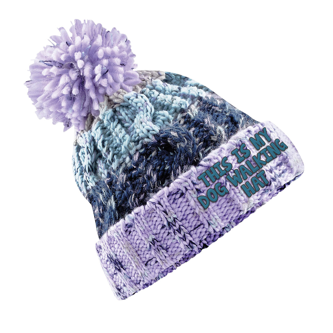 This Is My Dog Walking Hat Chunky Knit Beanie. Janey Godley. Lavender Fizz.